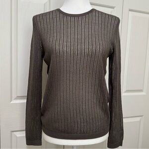 Uniqlo Lace Crew Neck Sweater Gray Sheer Knit Wool Blend NWT S